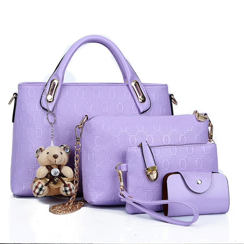 Custom Design Fashion Cork Fabric Handbags Wholesale 4pcs Handbag Set