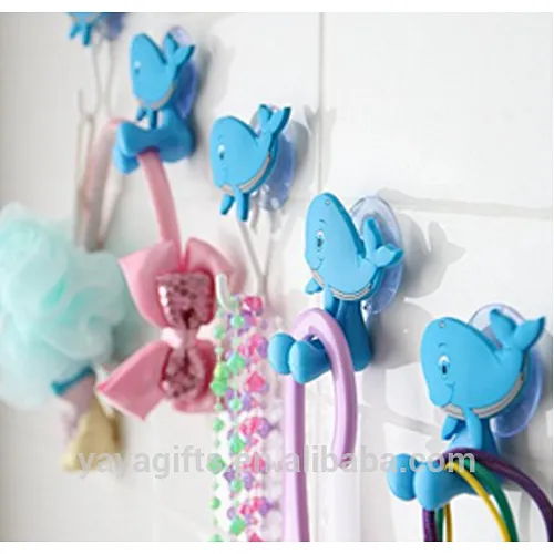 Toothbrush Holders & Hooks with Blue Whale Suction Cups.