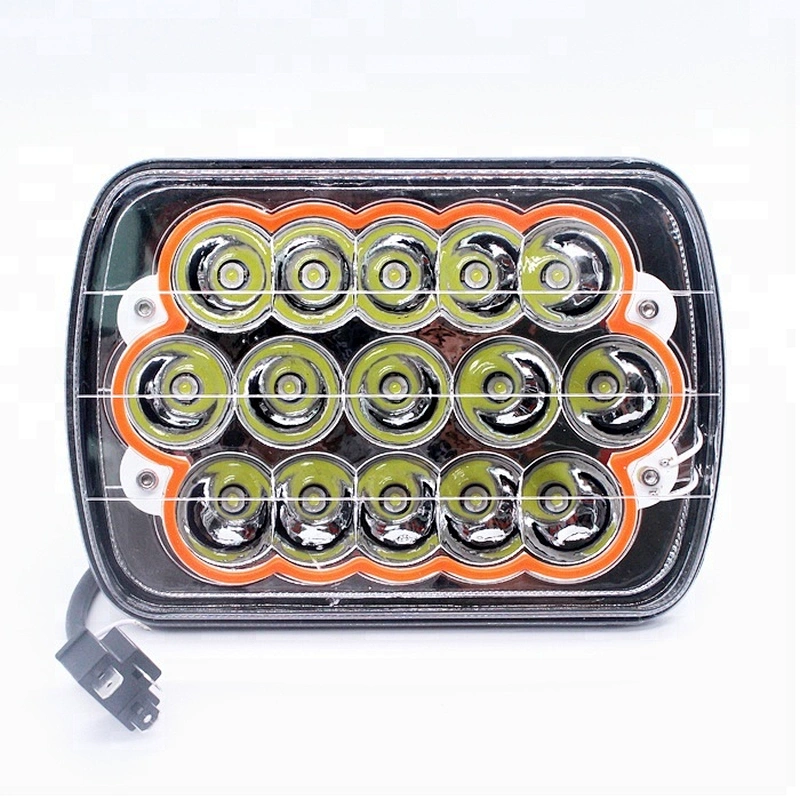 Lightech 45W Jeep Red Blue White Yellow Halo Ring front lights 5x7 led headlight