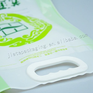 Customized plastic pe rice vacuum bag with plastic handle