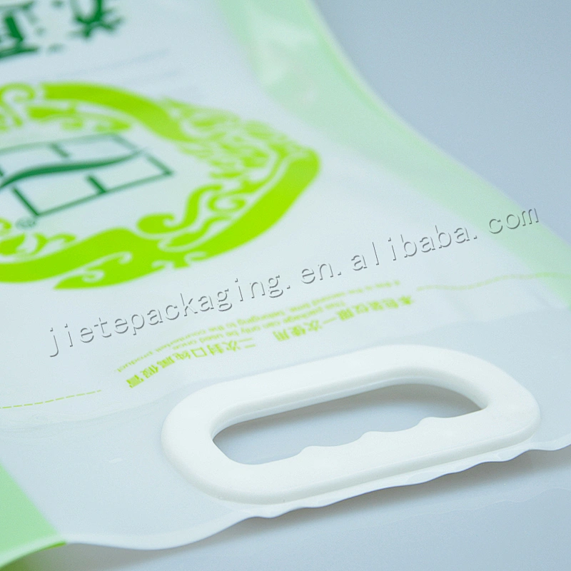 Customized plastic pe rice vacuum bag with plastic handle