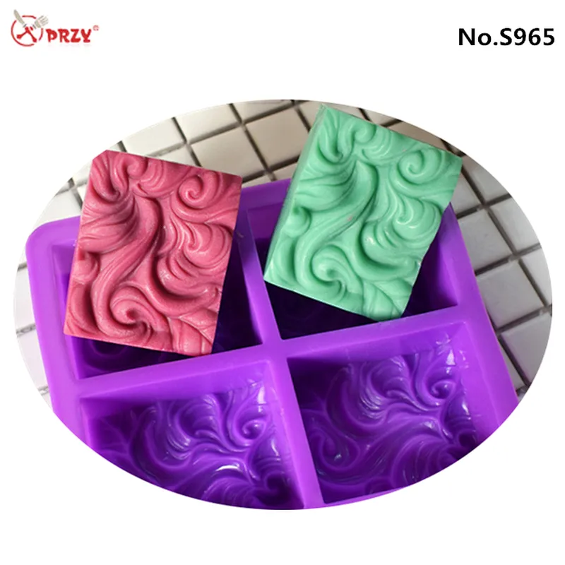 PRZY 4 Cavity handmade soap silicone mold cake mould wave silicone soap molds