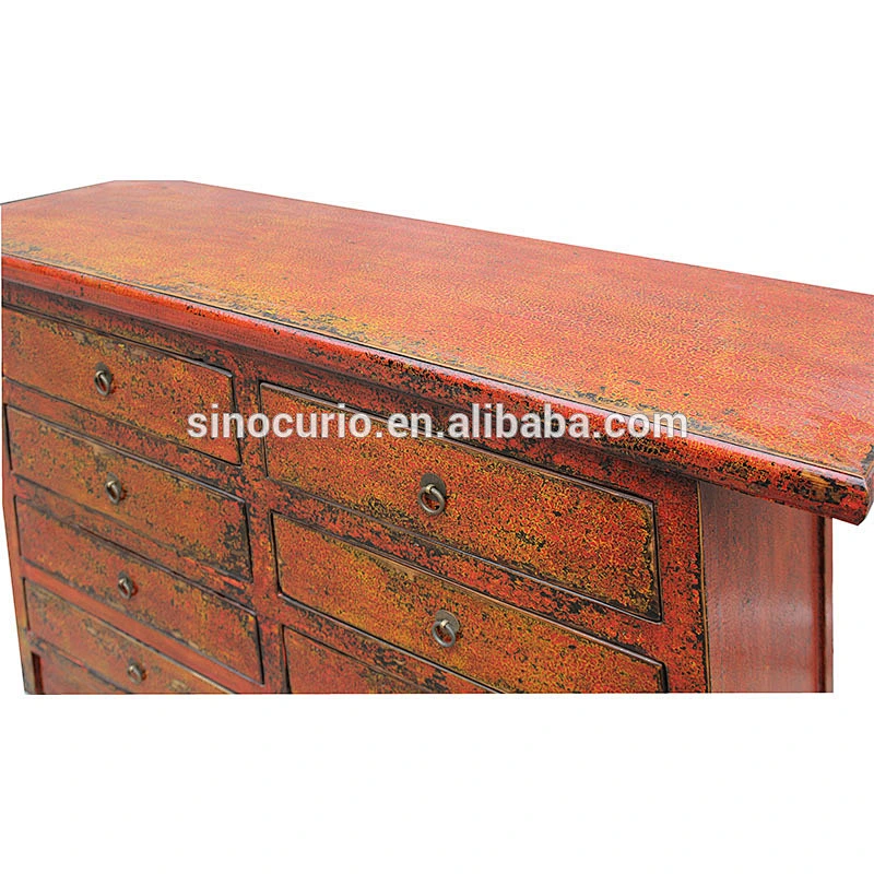 Asian style reproduction rustic lacquer hobby lobby wood cabinet with many drawers