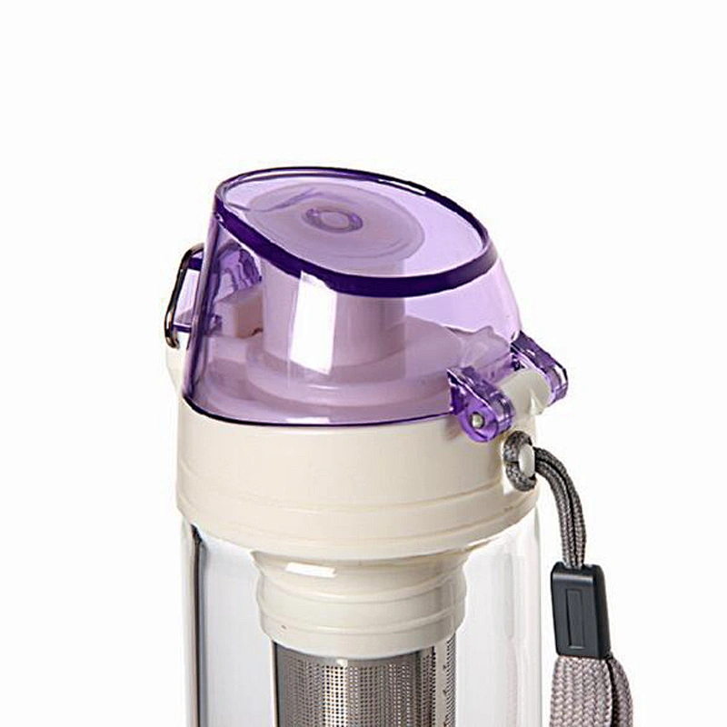 HandMade Double Wall Travel Water Cup 260ml Glass Tea Cup with Infuser and Lid High Borosilicate Glass Tea Mug