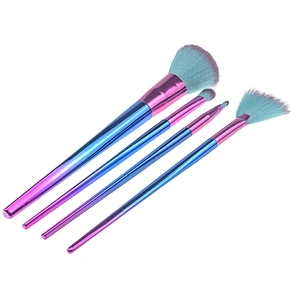 Wholesale cometic tools colorful personalized powder fan eyeshadow eyeline 4pcs makeup brush set
