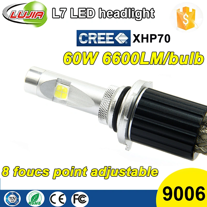 LUJIA L7 xhp70 60W 6600lm fanless All in One 9006 Car Led headlight Bulbs 9006 HB4 P22D(13) Conversion Kit