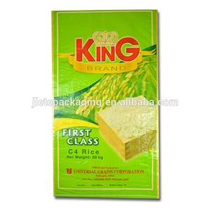Good quality 100% virgin polypropylene material transparent recyclable and biodegradable bopp pp woven rice packing bag 50kg