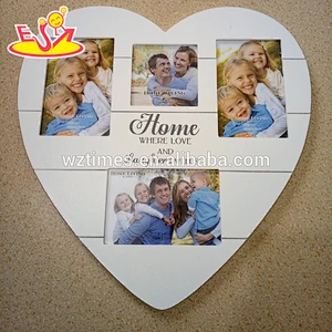 2018 wholesale 4 hole wooden heart-shaped decoration picture frame W09A051