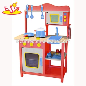 Wholesale customize pink color wooden girl kitchen toy for children W10C045