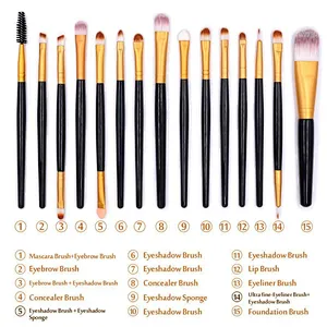 15pcs Professional Beauty Cosmetics Blending Brush Tool