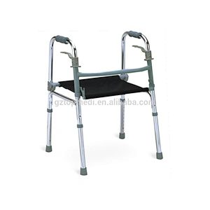 TOPMEDI Standing Frame Aluminum Folding Walker with Seat