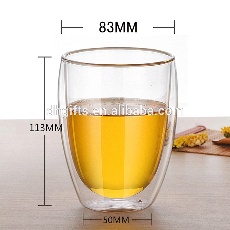 Double wall 350ML juice glass mug with lid