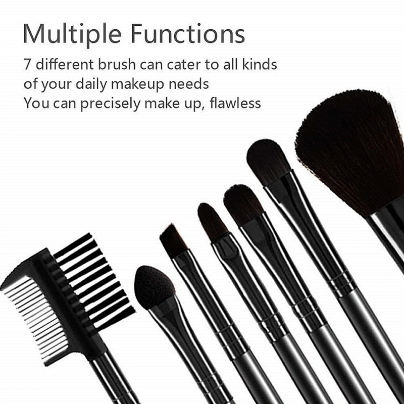Beauty tools private label makeup powder blush eyebrow eyeshadow lip brushes 7pcs professional makeup brush set with bag