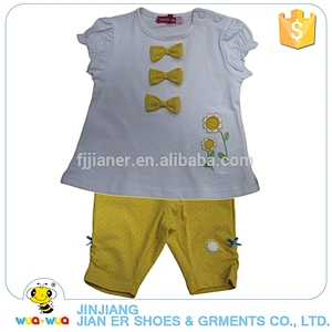 Newest baby girls summer bowknot clothes 2 set