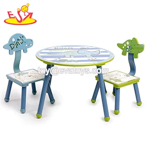 2018 Wholesale gorgeous design toys wooden table and chair set kids with wheels W08G242