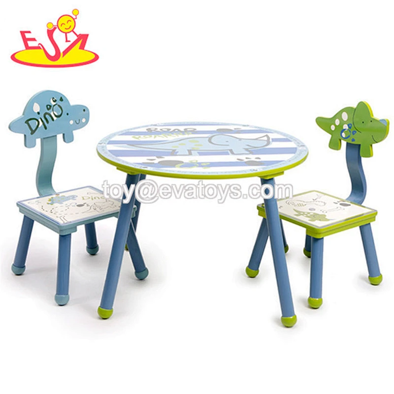 2018 Wholesale gorgeous design toys wooden table and chair set kids with wheels W08G242