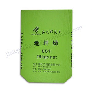 Green 25kg block bottom stand up multilayer kraft paper chemical resistance bag industrial and agricultural use