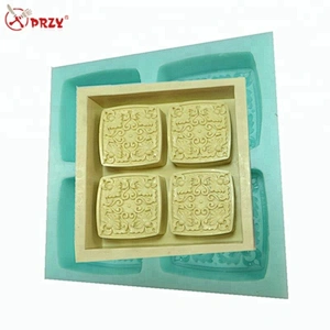 4 Cavities flower pattern Cake mould Silicone Curved Soap molds square Ice mold
