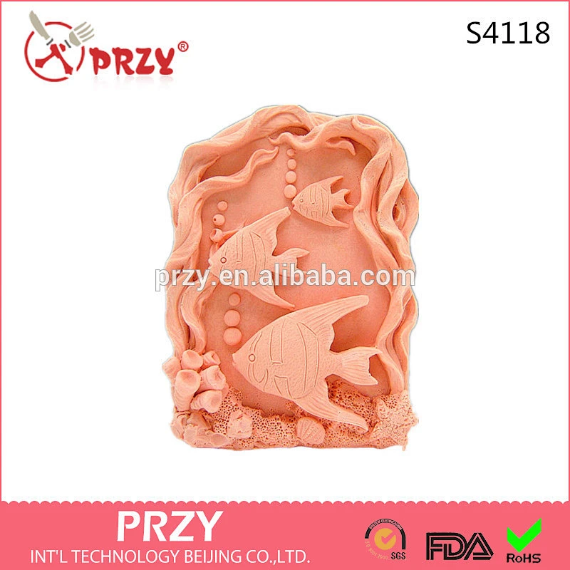 S4118 PRZY 2D Silicone Soap Mold - 3 Framed Fish Silicone Candle Mold