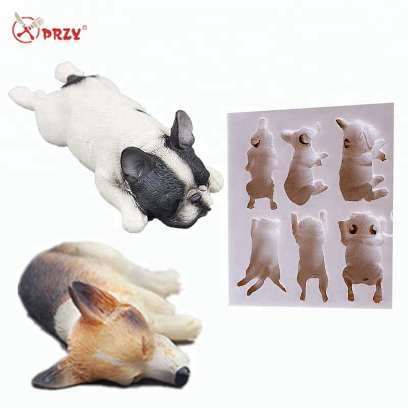 Sleeping Puppy fondant cake decorating mould Corky Fighting Cat Fondant silicone Mold DIY Chocolate molds