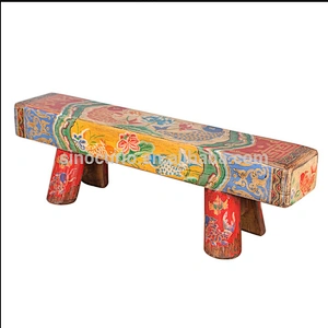 Chinese antique solid wood stool bench hand painting bed end furniture Bench