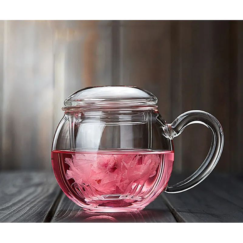 Stocked small drinking glass tea cups with glass handle easy to take