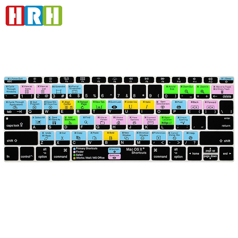 My Ali baba Hot Selling For Mac OSX Illustrator AI Davinci Reslove Silicone Shortcuts Keyboard Cover for mac retina 12 keyboard