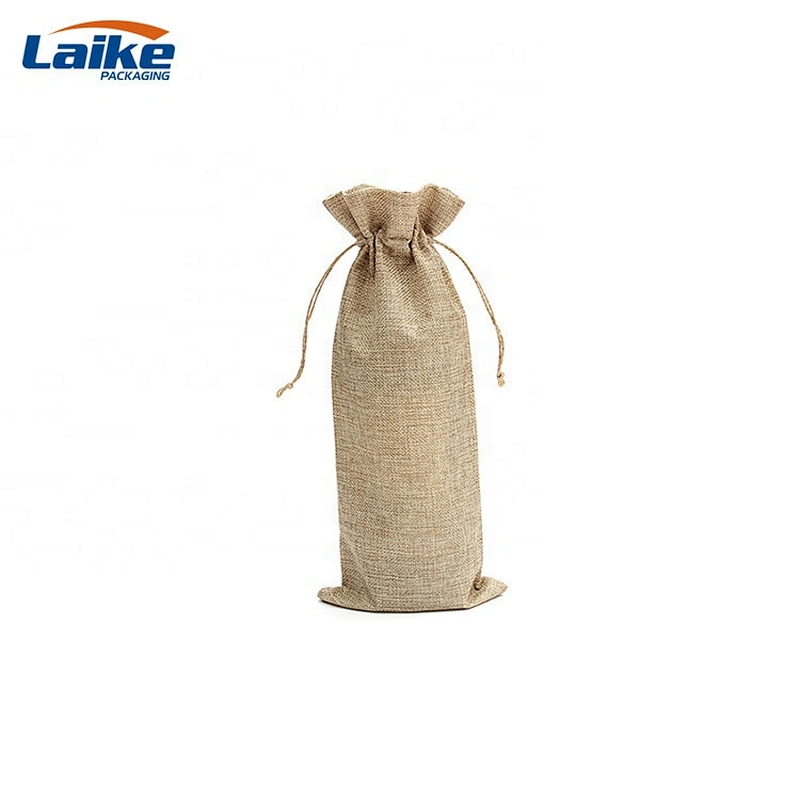 Christmas Wholesale Customized 6 Bottle Recycled Jute Drawstring Wine  Tote Protector Bags with Your Logo