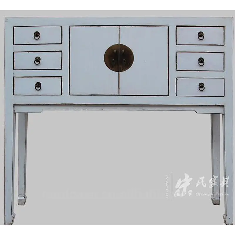 six drawer two door antique style chinese console table