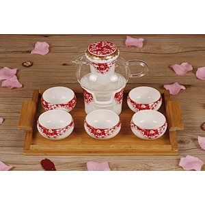 Box Packing Door Gift Tea Cup Free Sample Ceramic Tea Set China Supplier Flower Tea Pot Set