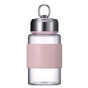 Wholesale Products Handmade Glass Big Water Bottle Cute Cup Water Bottle Anti-heat Sleeve for Couples Can as Support