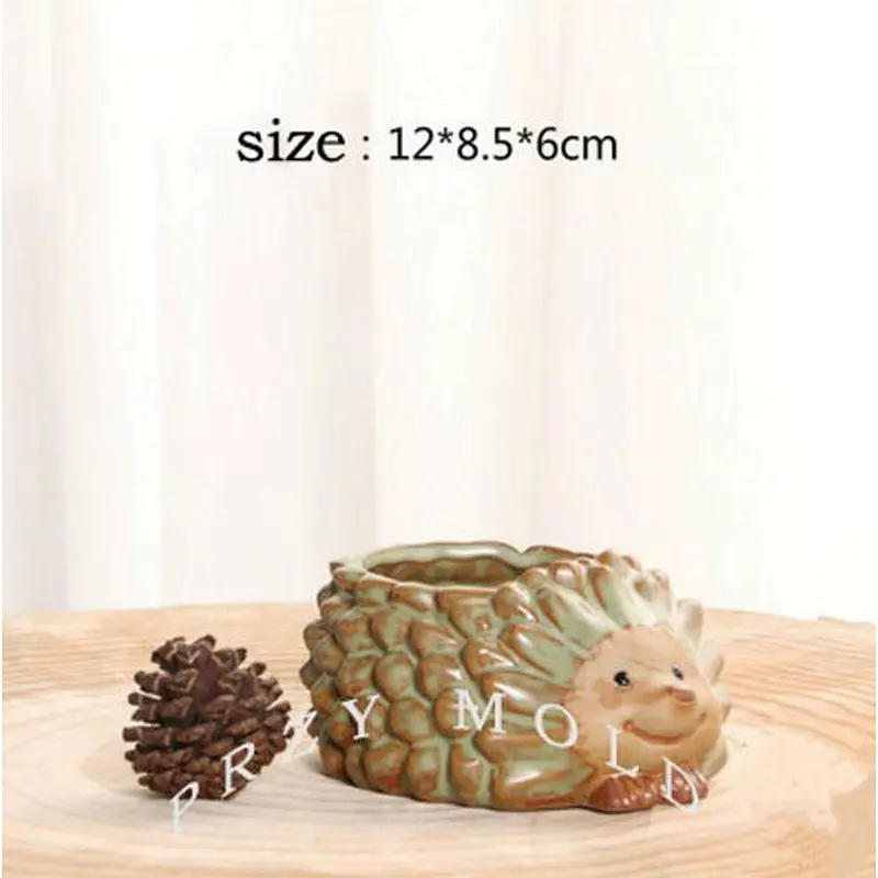 cute hedgehog flower pots mould 3d handmade cement vase mold silicone molds for concrete przy