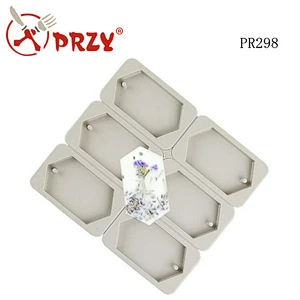PR298 6 cavity Polygon High quality Aroma candle gypsum tablets silcione mold