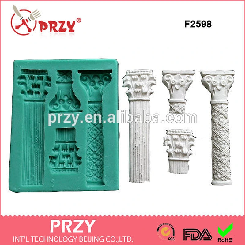 F2598 PRZY Beijing Silicone Mould ANCIENT COLUMN 3 Sugarcraft Cake Decorating Fondant / fimo mold