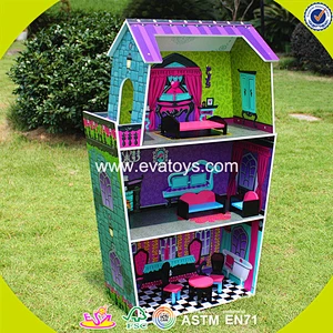 Best design big size wooden doll house for children W06A140