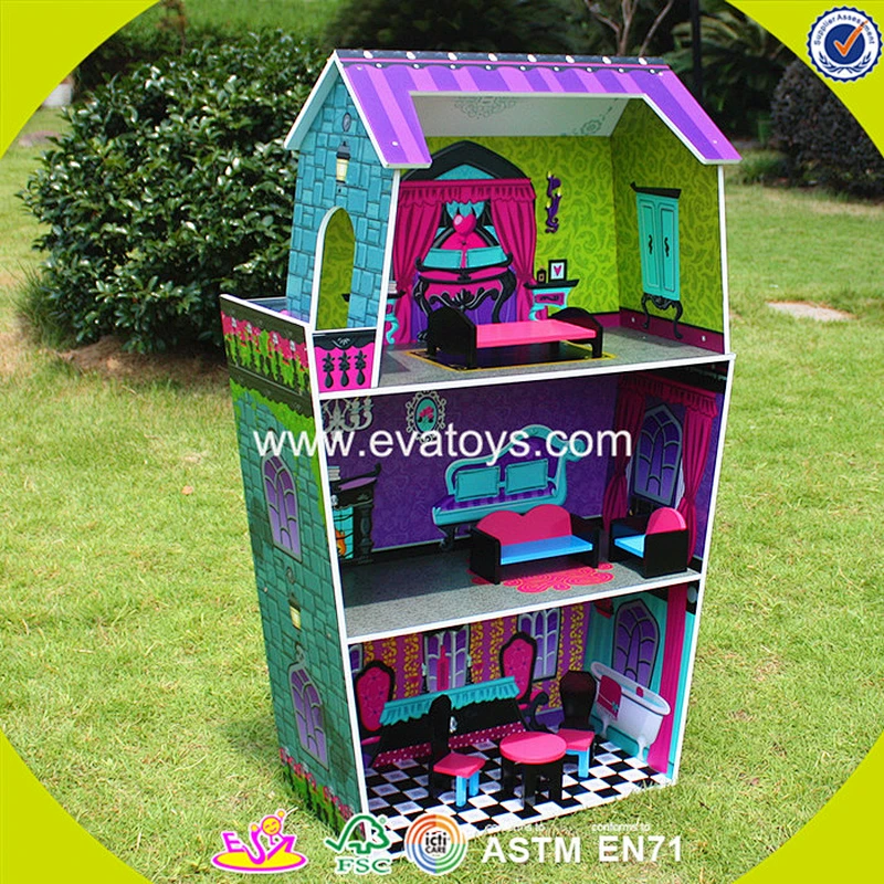 Best design big size wooden doll house for children W06A140