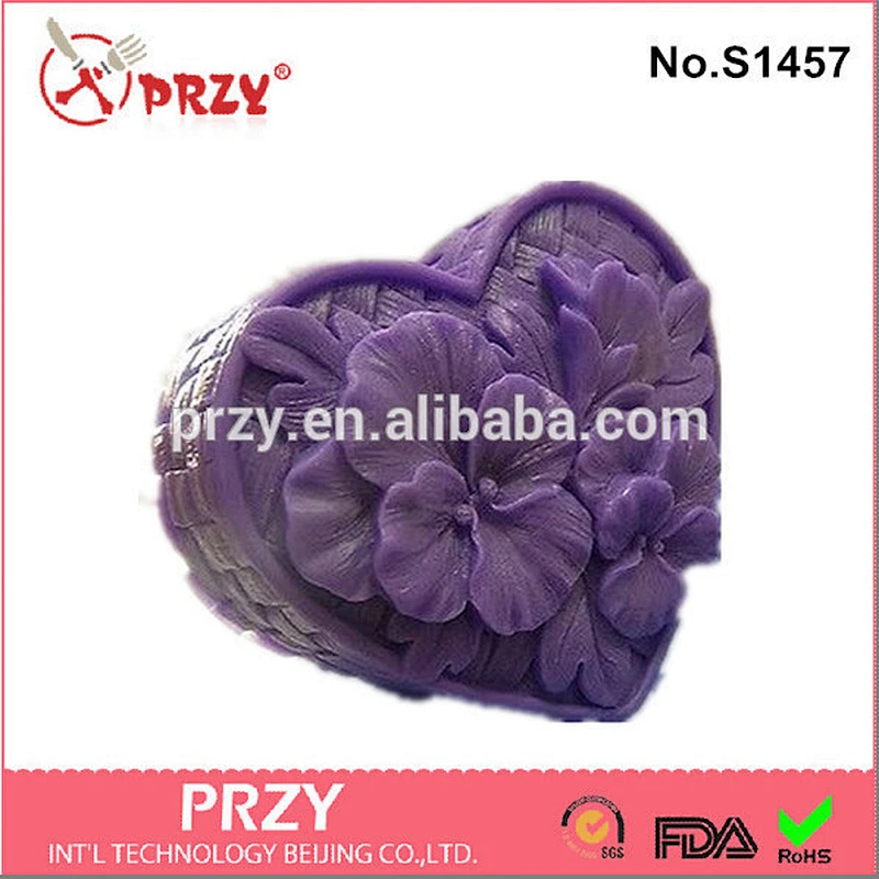 Flower and heart silicone soap molds