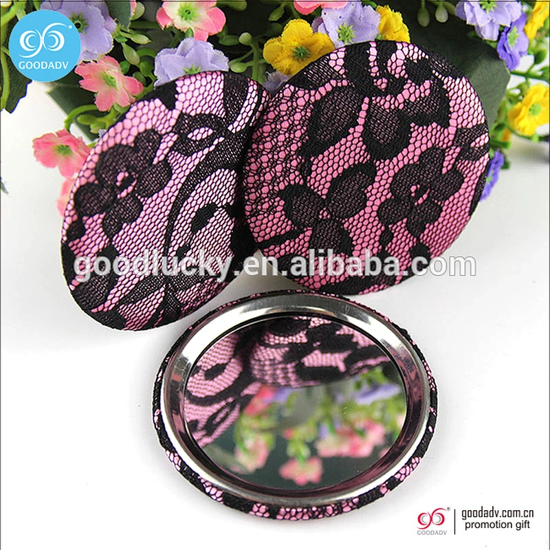 Cheap fashion design attached mirror decorative hand mirror tinplate mini round mirror