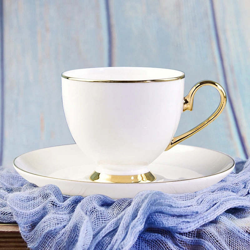 Wholesale in-Stock Ceramic Coffee Set Porcelain Coffee Cup and Saucer Customized Logo Teaware for Office Use
