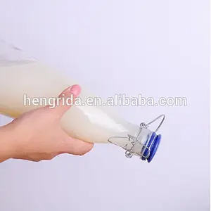 glass milk bottle set with metal handle