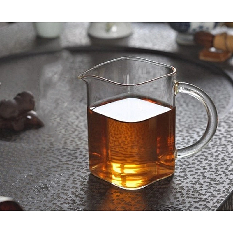 Machine made cheap square glass cup with olecranon cup 250ml for green tea