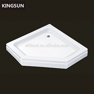 Portable enameled steel pentagon shower tray