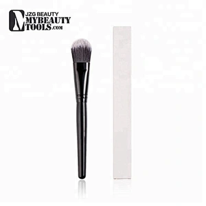 Black Contour Brush Foundation Brush Tapered Liquid Powder Cream Makeup Brush with Synthetic Bristles and Wooden Handle