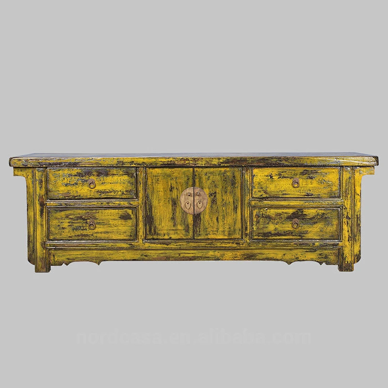 four drawer two door chinese antique style tv console