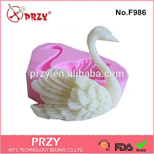 F986 elegant swan Shape Silicone Molds For Baby Soap Making swan fondant mold silicone