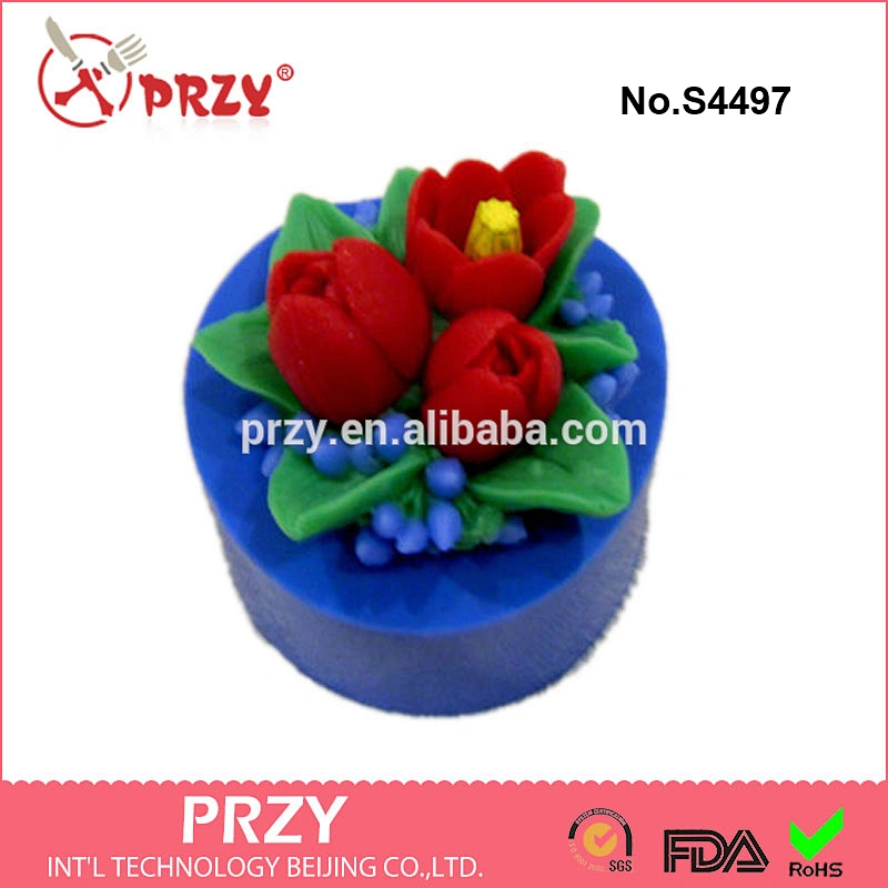 S4497 Tulip bouquet soap mold,silicone Tulip bouquet mold for soap,silicone candle mold