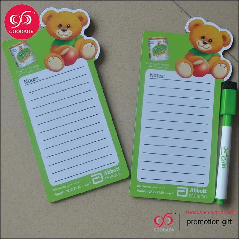 Guangzhou factory wholesale magnetic mini whiteboard for milk powder gifts with teddy bear magnetic drawing board