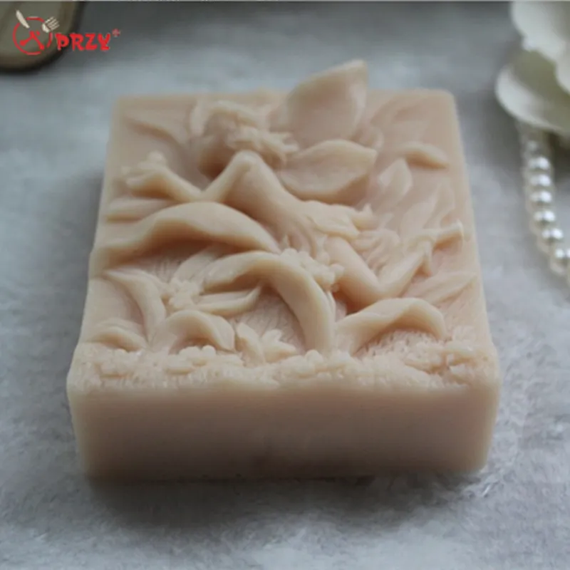 Silicone soap mold Flower fairy holding birds handmade soaps mould aroma stone molds silicone