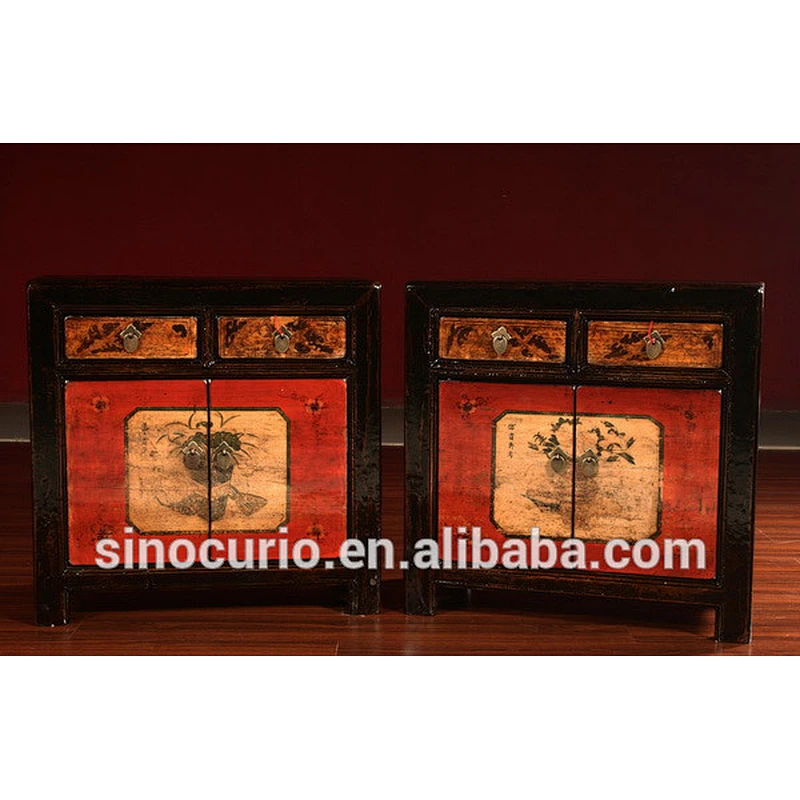 Antique furniture painted solid wood cabinet