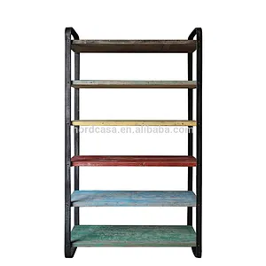 living room furniture industrial bookshelf with solid wood shelf